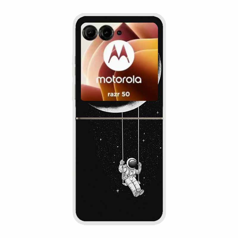 For Moto Razr 50 Case Clear Plastic Hard Painted Space Transparent Phone Covers for Motorola Razr 60 50 Coque Razr 2024 PC Cases