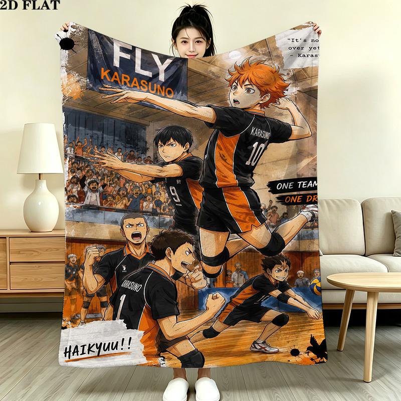 Haikyu Anime Print Flannel Blanket High Quality Warm Comfortable Cover for All Seasons Perfect for Gifts Home Decor