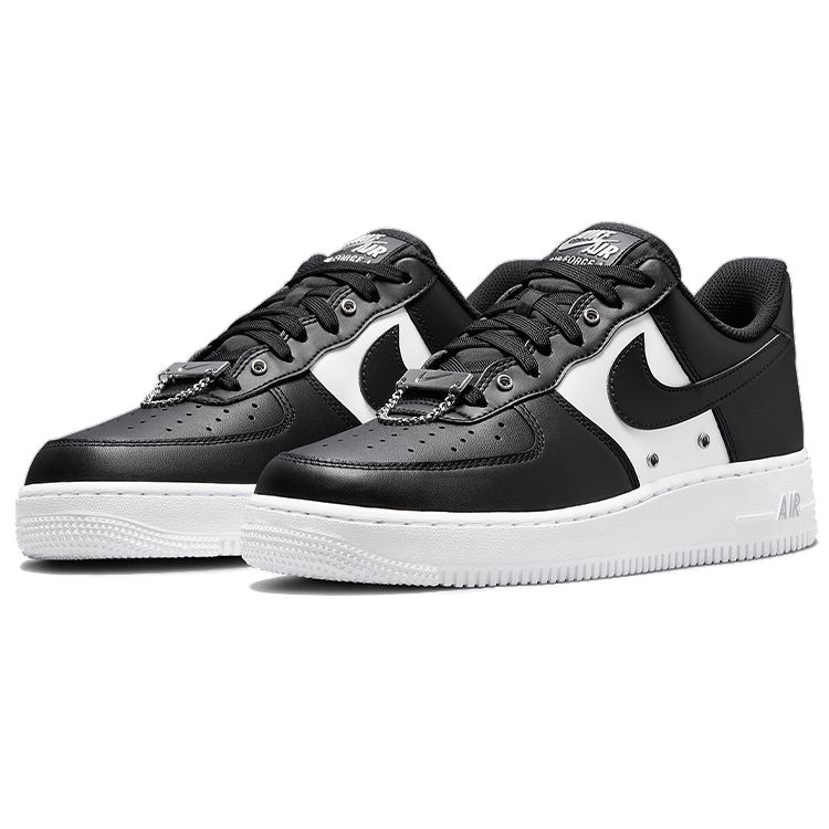 Nike Air Force 1 '07 Premium Black White Metallic Silver Men's Lifestyle Shoes DA8571-001