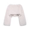 Eco-Friendly Faux Fur Short Coat Women Winter Streetwear Round Neck Long Sleeve Outerwear In Beige Black