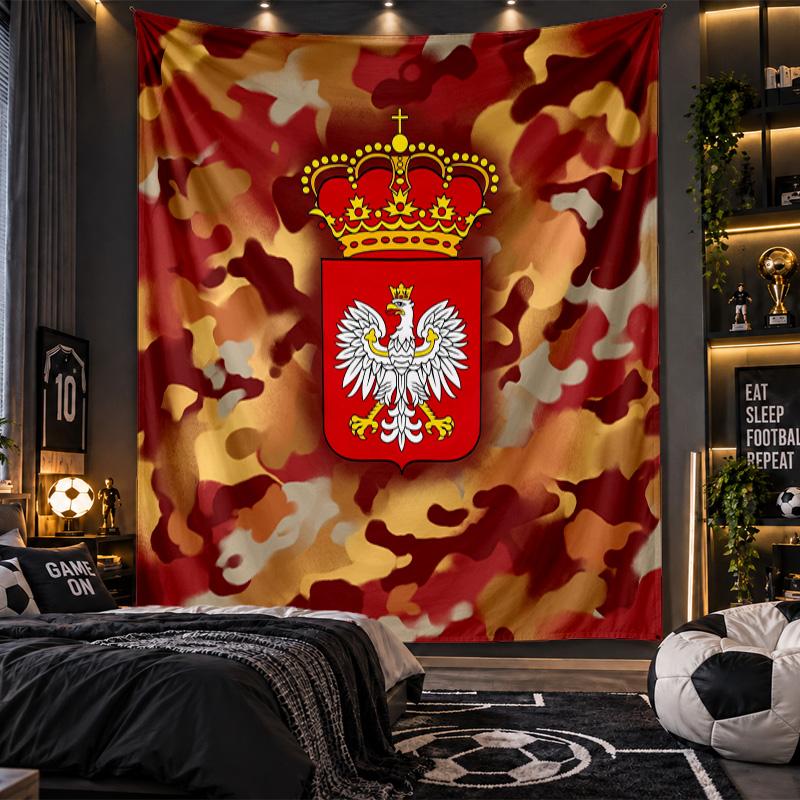 Wall Hanging Tapestry Poland Football Print Cloth for Living Room Bedroom Home Decor
