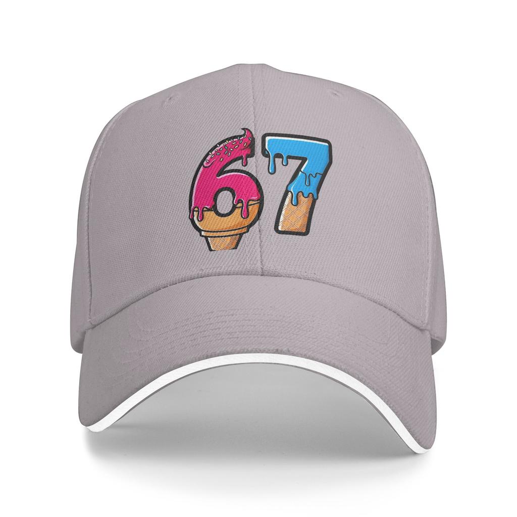 Summer Casual Baseball Cap Ice Cream Numbers 67 Design Outdoor Gym Hip Hop Hats For Unisex Sun Visor Cool Snapback Cap