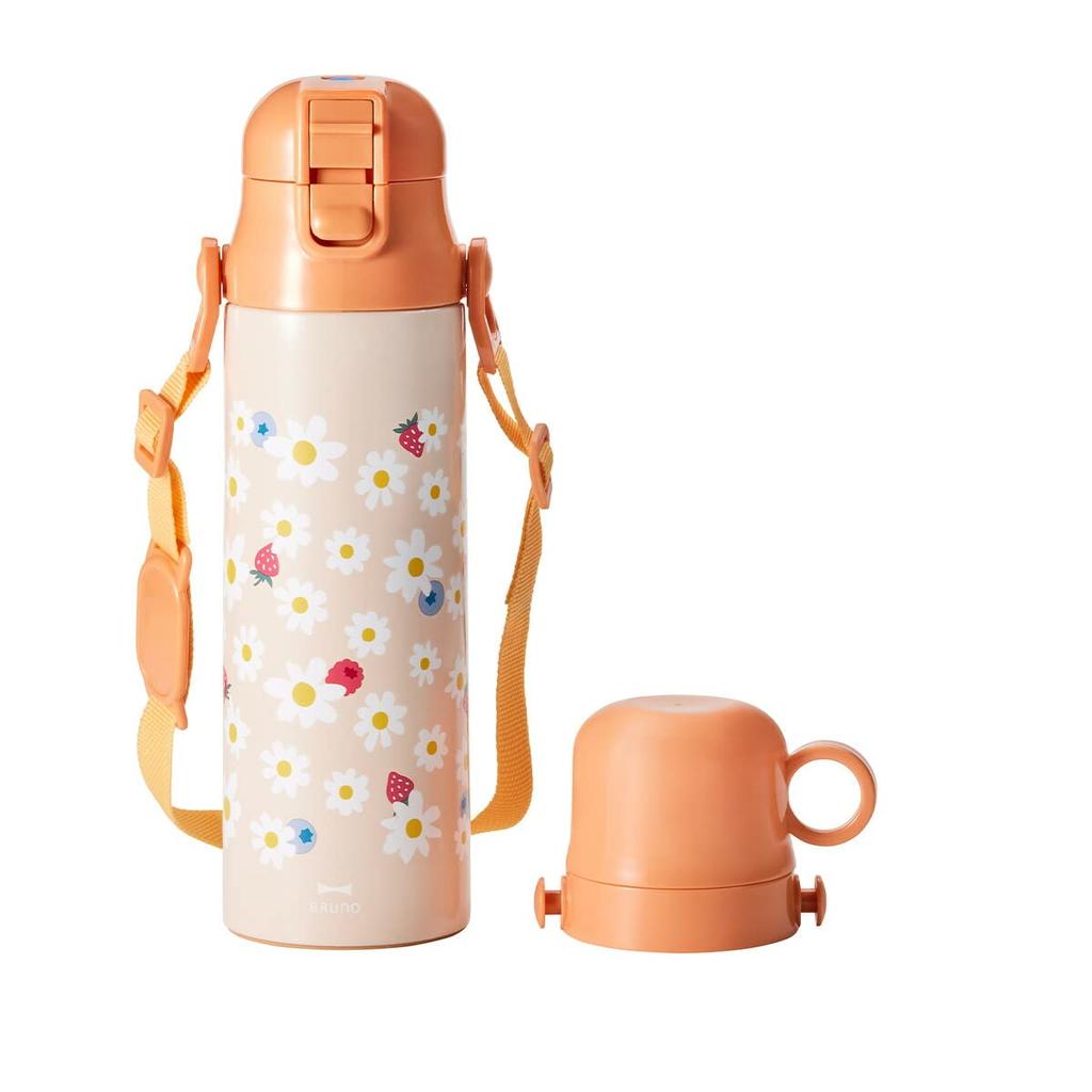 BRUNO Light 2-Way Kids' Water Bottle, BHK255, Flower Orange