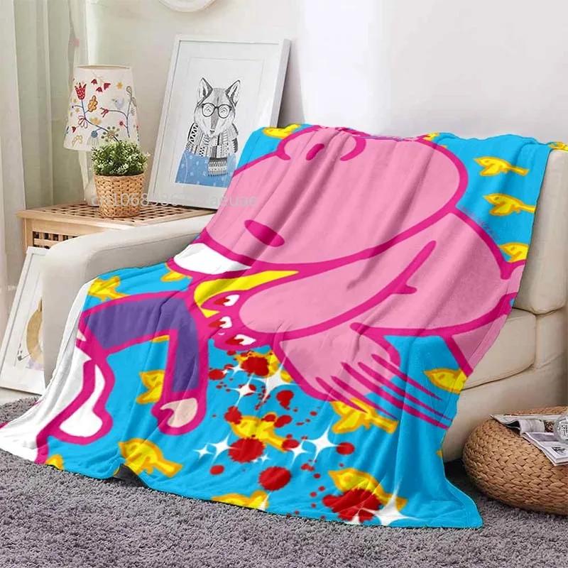 Cartoon Gloomy Bear Printed Blanket for Beds Sofas Warm Soft Flannel Blanket Gift