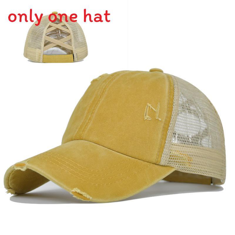 Baseball Cap Womens Cotton Mesh With Crossed Ponytail Openings For Summer Casual Wear