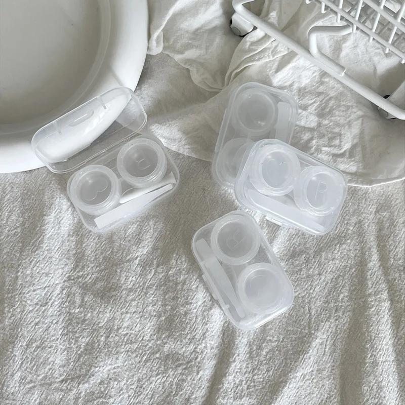 Ins Minimalist Transparent Contact Lens Box Women Travel Colored Contacts Companion Box Contact Lenses Case with Tweezers