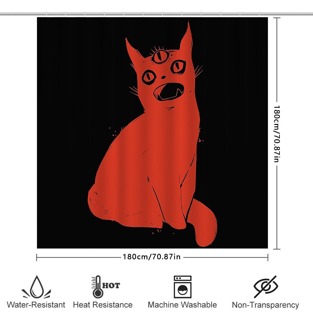 Unique Cat Shower Curtain Abstract Animal Lover Home Decor Modern Bathroom Set Artistic Pet Portrait Washroom Accessories