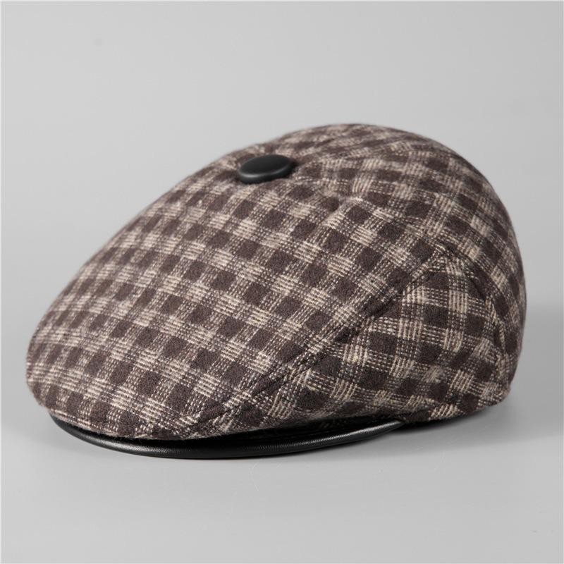 

Hat Men s Winter Outdoor Warm Woolen Cap Thickened Cotton Hat Ear Protector Grandpa Forward Hat L（58-60cm）