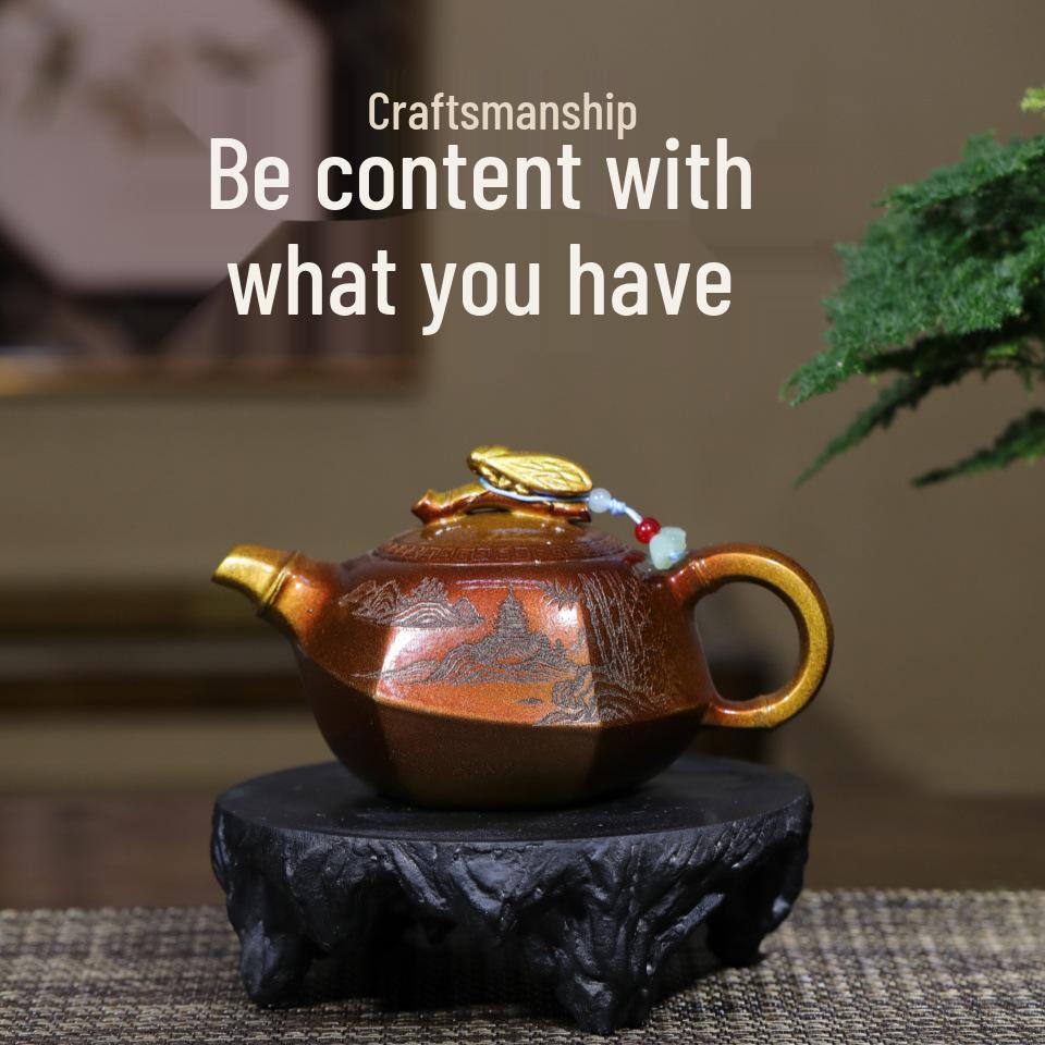 Набор из исинского чайника «Золотой песок кости дракона»: Радостный подарок ручной работы 280cc