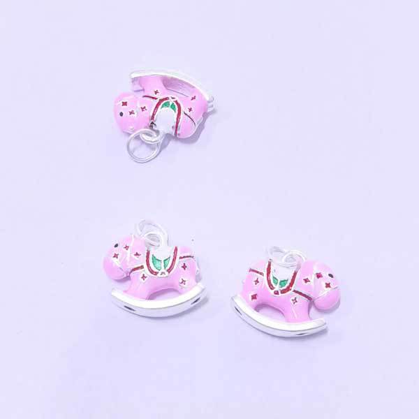 S999 Pure Silver Epoxy Resin Zodiac Horse Rocking Horse Pendant DIY Handmade BraidedRrope Material Accessories