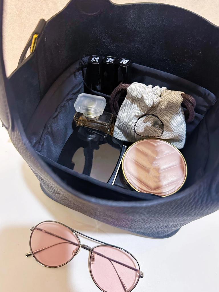 KINGS IN BAG Satin Bag-in-Bag for Hermès Picotin, Organized, Shape-Retaining, Lightweight, with Divided Pockets, Stands Up, and Protects (Black, for