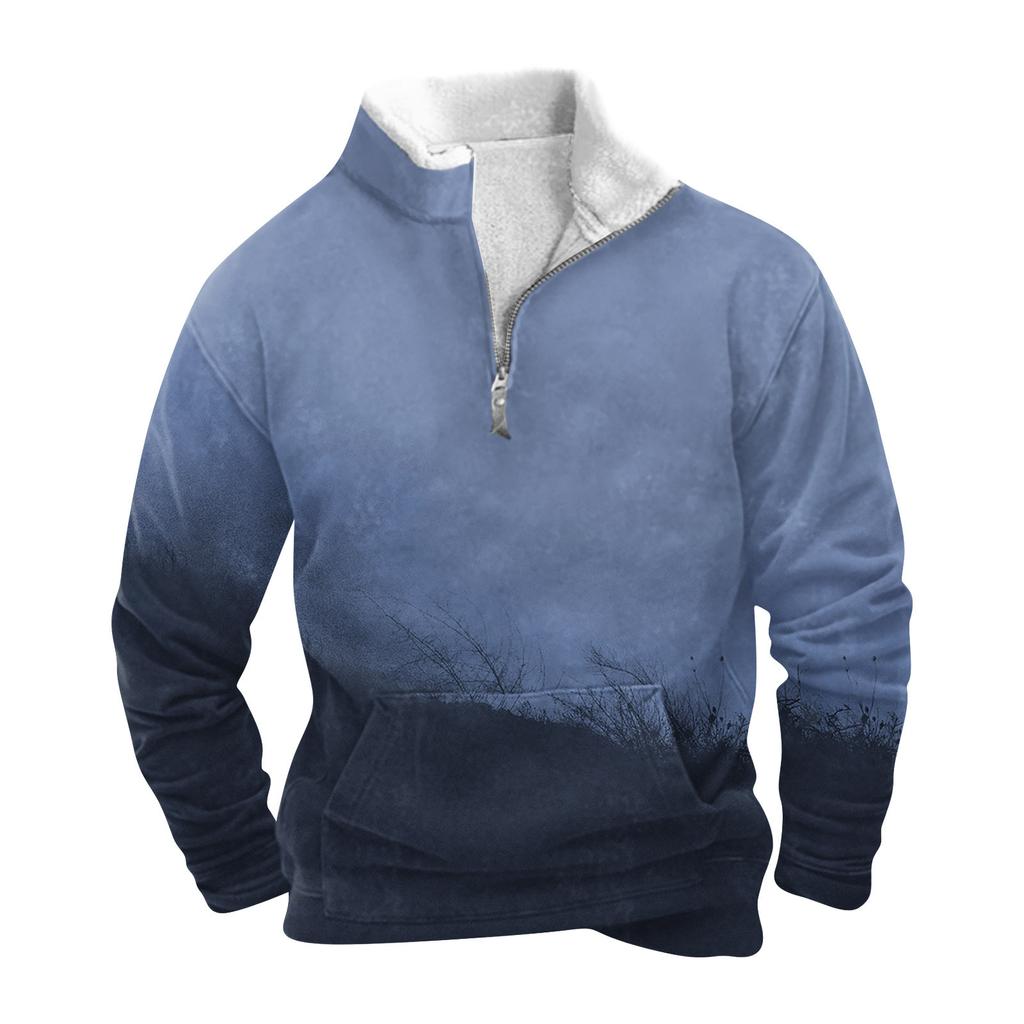 Das Herren-Sweatshirt mit Stehkragen im Frühling und Herbst ist ein Outdoor-Freizeitpullover