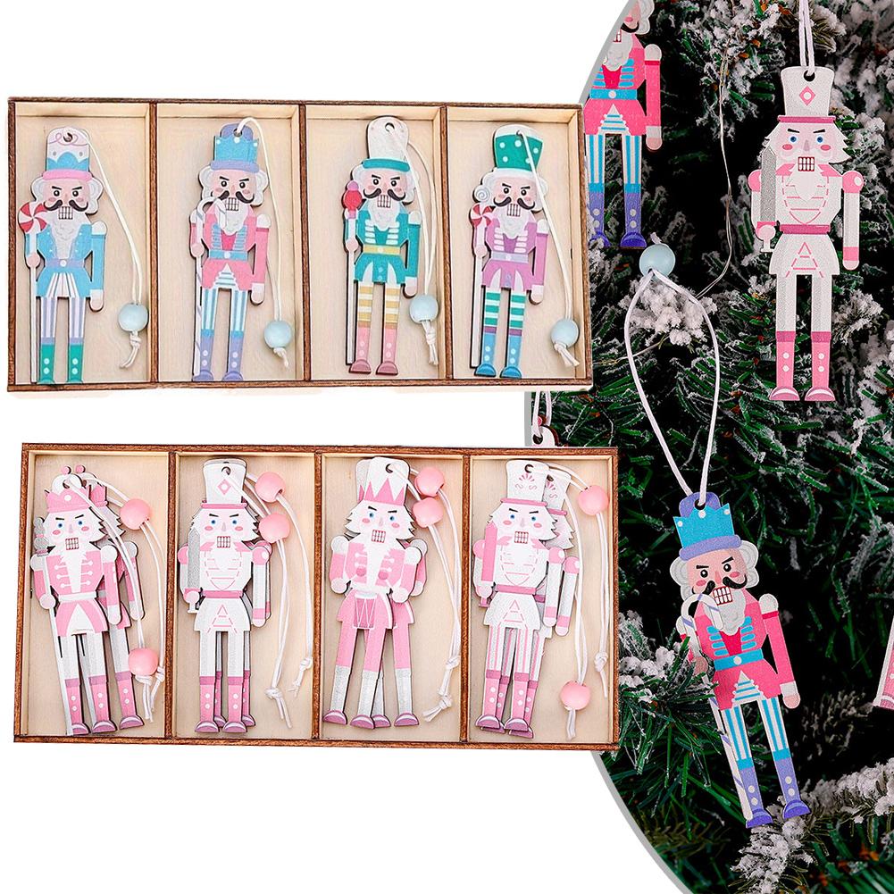 Set mit 8 Weihnachtsnussknacker Holz Partyanhängern Macaron Rosa 3 54IN