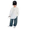 Boys Fashion Long-sleeved T-shirt Spring and Autumn 2025 Children Loose Casual White Top