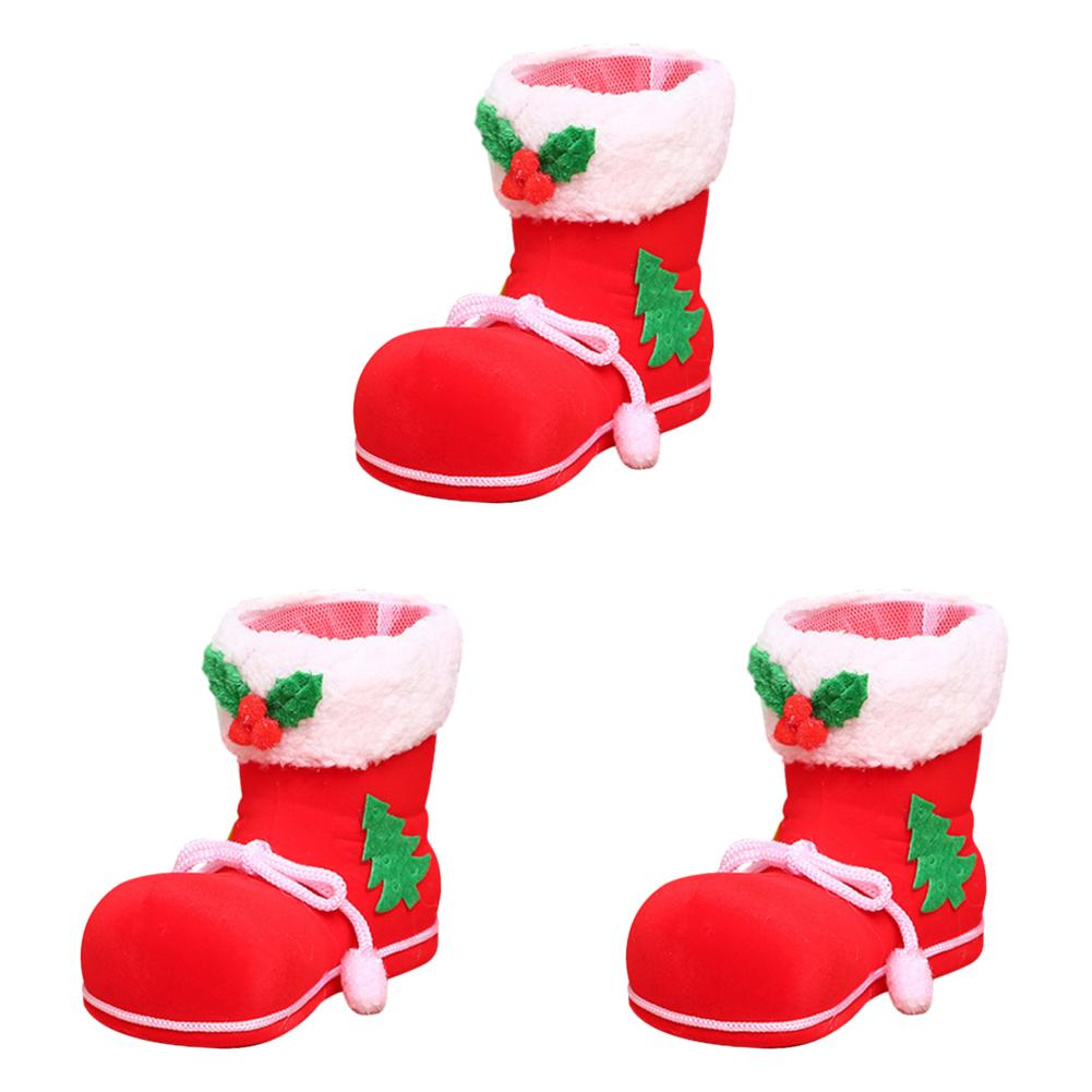 Christmas Socks Candy Boots With Small Bells Holiday Gift Bags Christmas Trees Santa Claus Boots For Fireplace Decoration