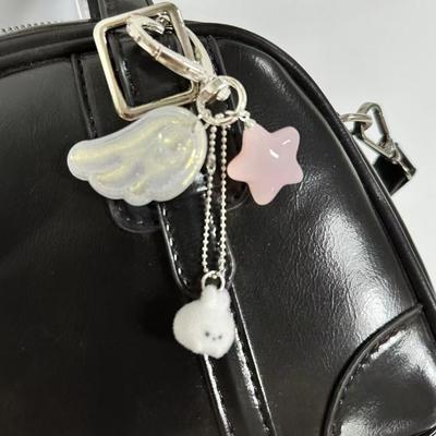 Adorable Bunny Keychain With Angel Wings And Star Charm Cute Fashion Accessory Durable Alloy Material Perfect Gift Idea
