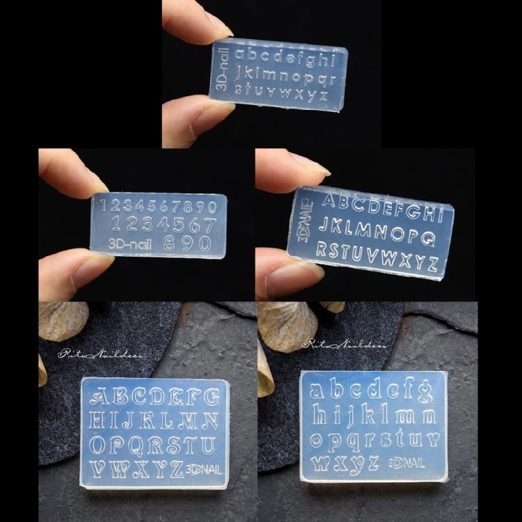 5Pcs/set Nail Art Molds UV Epoxy Resin Glue Silicone Mould Letters and Numbers