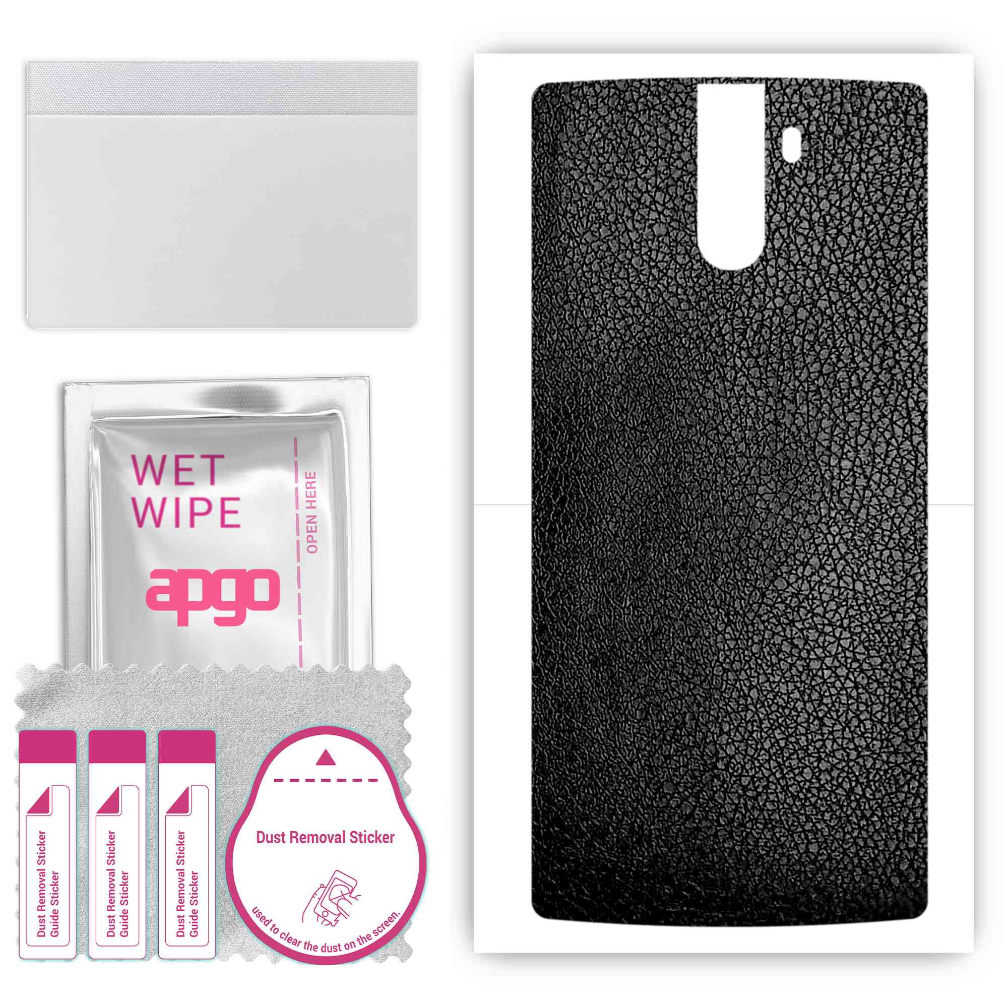 

apgo Protective Skin Sticker for the back compatible with Doogee BL1200 Pro, Wrap Film, Foil, Vinyl - Pattern Black Leather