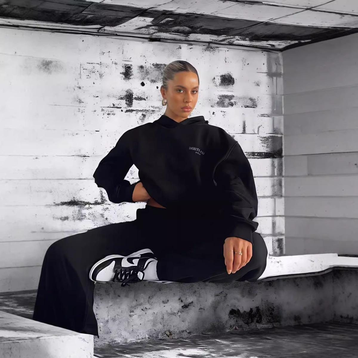 

RogueWave Жіночий спортивний костюм з капюшоном, двокомпонентний набір: Худі з довгим рукавом на флісі та штани-джоггери з принтом, Набори для весни та осені XXXL