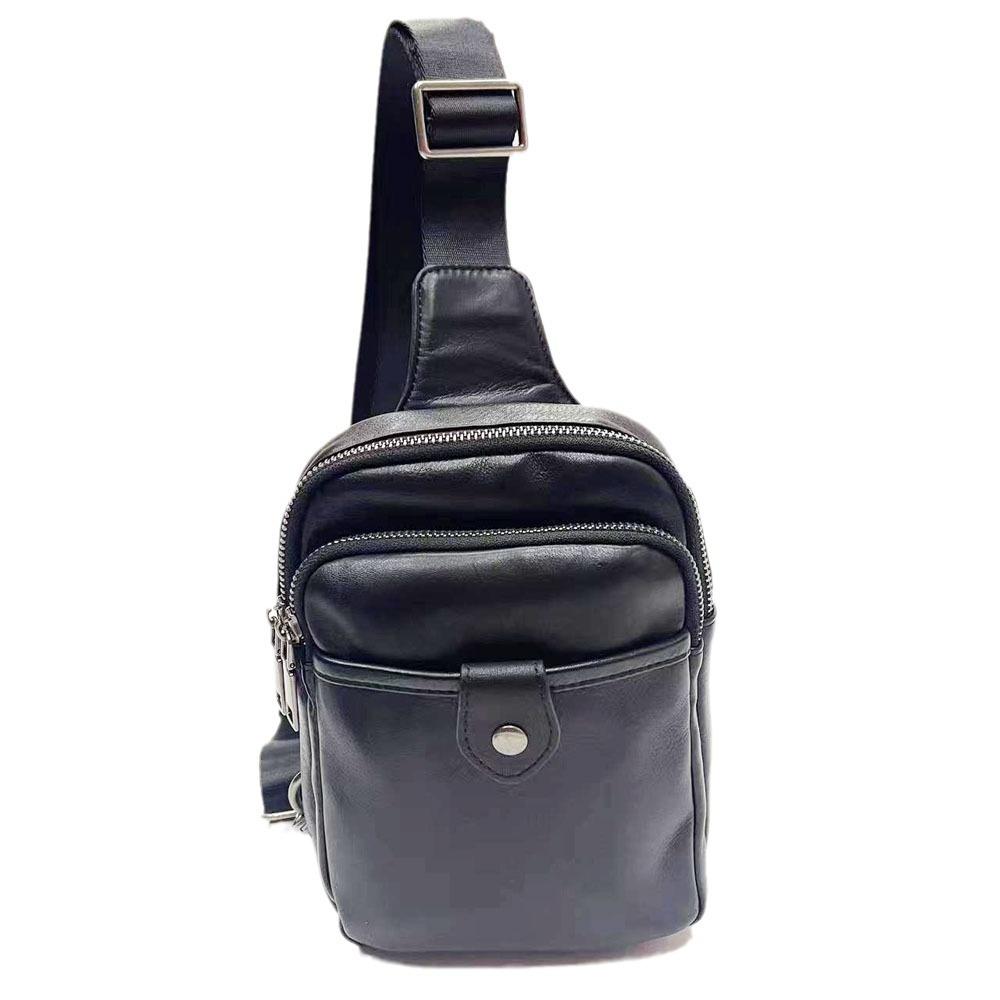 Wind Fashion Men'S Satchel High Quality Soft Cowhide Black Breast Bag Leather Messenger Bag