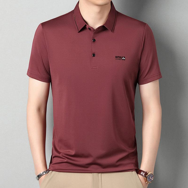 Medium Men'S Lapel Neck T-Shirt Thin Lapel Neck Pullover Short-Sleeved Breathable Casual Polo Shirt