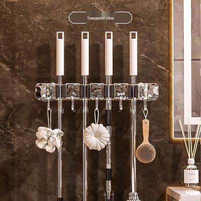 Wall-Mounted Mop Holder with Clip Hook