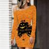 Women's One Shoulder Long Sleeve Bodycon Mini Dress, Skeleton Print Ruched Slim Fitting Party Dress