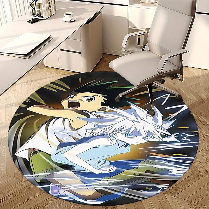 1pc Anime Cartoon Design Round Carpet for Office Chair Mat, Non-Slip Rug Suitable for Home Decor, Living Room
