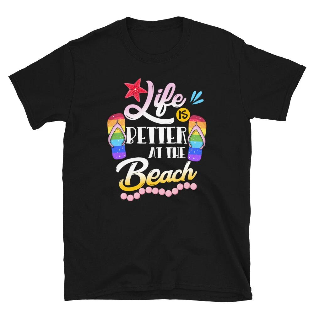 Life Is Better At Beach Summer Sand shore Vacation T-shirt 4XL