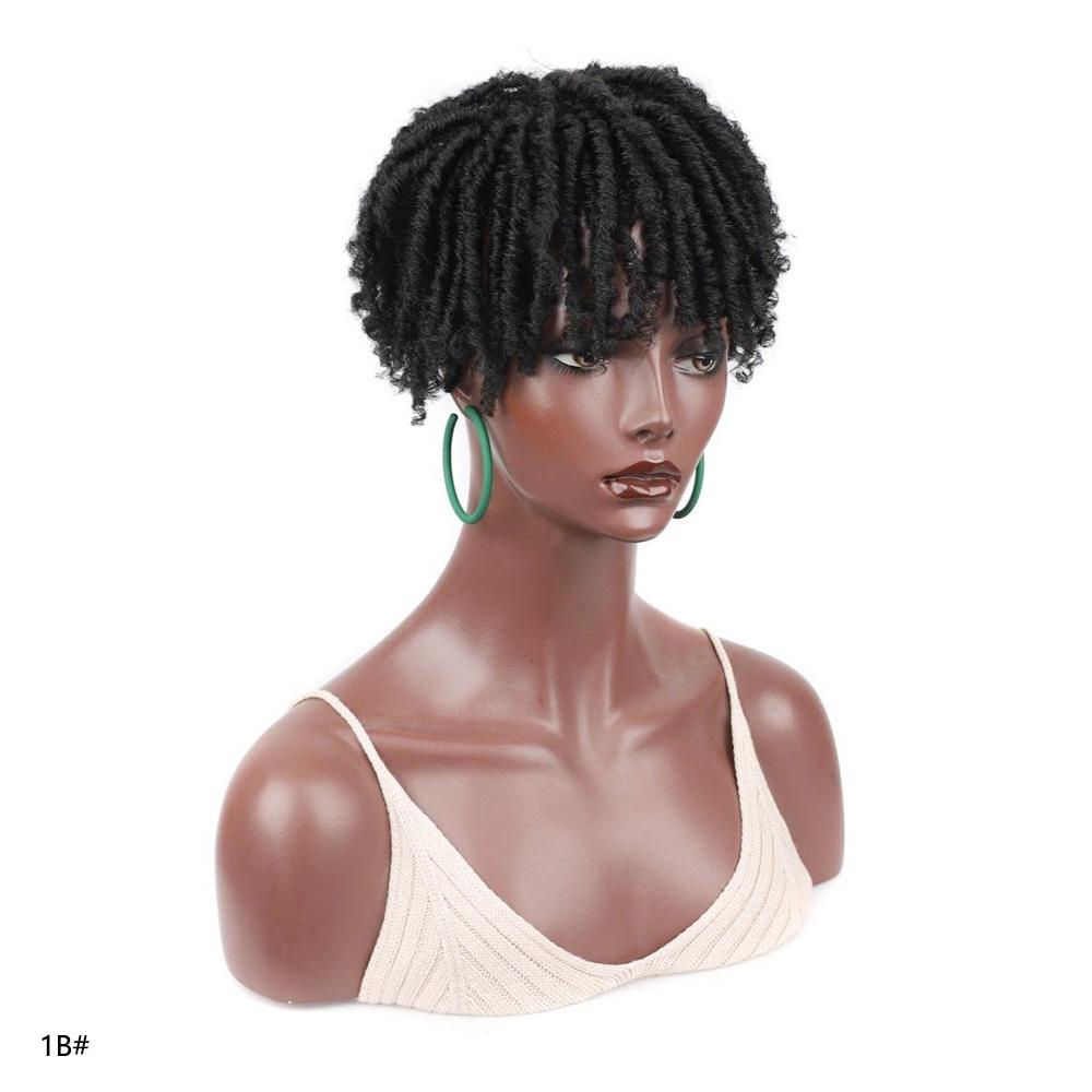 Dreadlock Hair Wigs Short Hair Wig Toupe Curly Braids Clip On Curly Loose Afro Black Ombre Color Hairpiece For Women