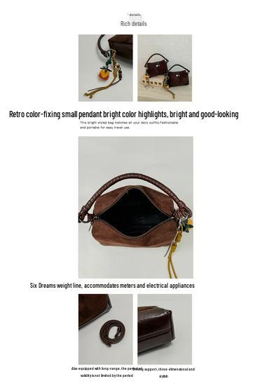 Retro Maillard Frosted Color Block Shoulder Bag - 2026 Early Autumn Women's Crossbody for Casual Commute
