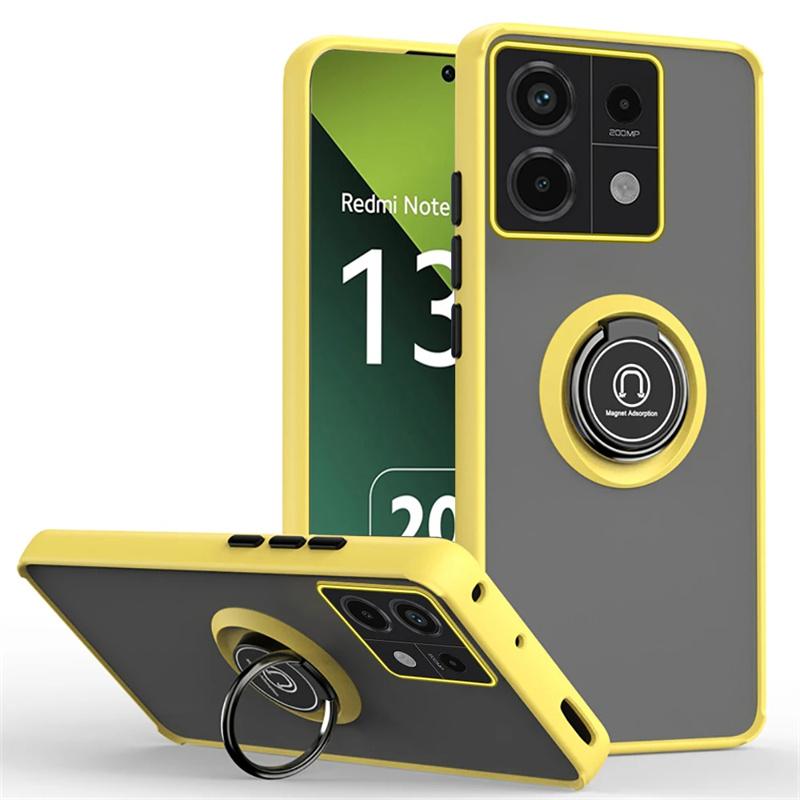 For Xiaomi Redmi Note 13 Pro Plus 5G 4G Magnetic Ring Phone Stand Case Redmi 14C 13C 9A Matte Back Cover Redmi Note 14 Pro Plus
