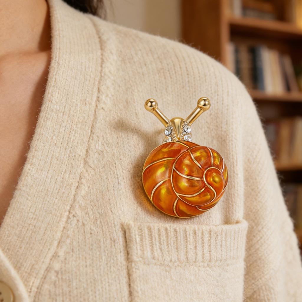 Accessoire de Mode Polyvalent Broche Escargot Art Émaillé Idéal Pour Tenues Décontractées Événements Formels Et Port Quotidien