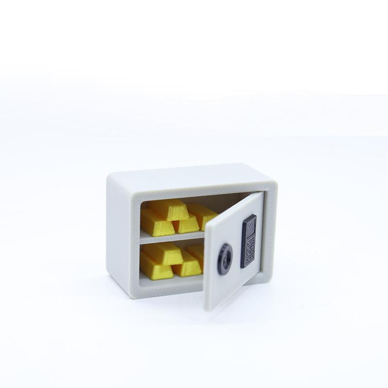 1 Set 1/12 Scale Dollhouse Gold Bar Safe Mini Model Simulation Miniature Password Safe Storage Cabinet Home Scene Decoration