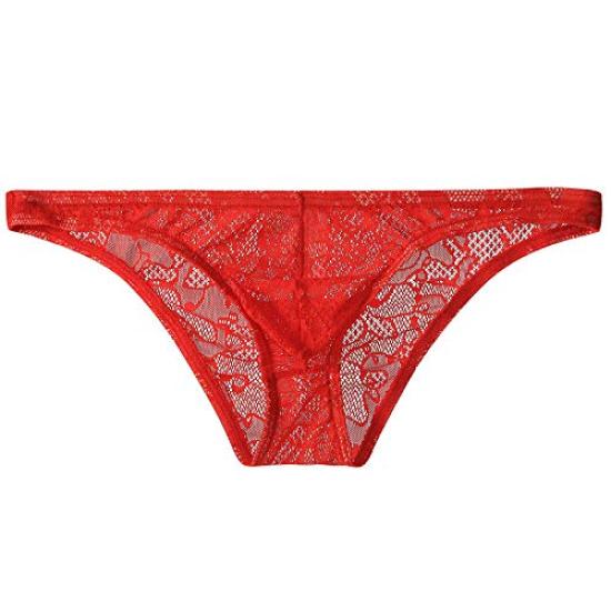 Full Lace Bikini Lace Lace Inner Sexy Shorts [Jester] Men's Shorts, Underwear, (XL, Red)