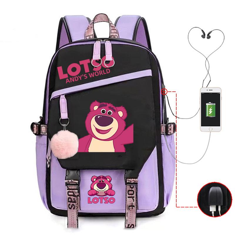 Cute Xiaoqing Strawberry Bear Peripheral High-Value Backpack Lightweight Student School Bag