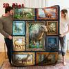 Dinosaur Art Gallery 2D Flat Pattern Flannel Blanket, High quality All Seasons, Home Decor, Warmth and Comfort, Perfect for Christmas Gifts.