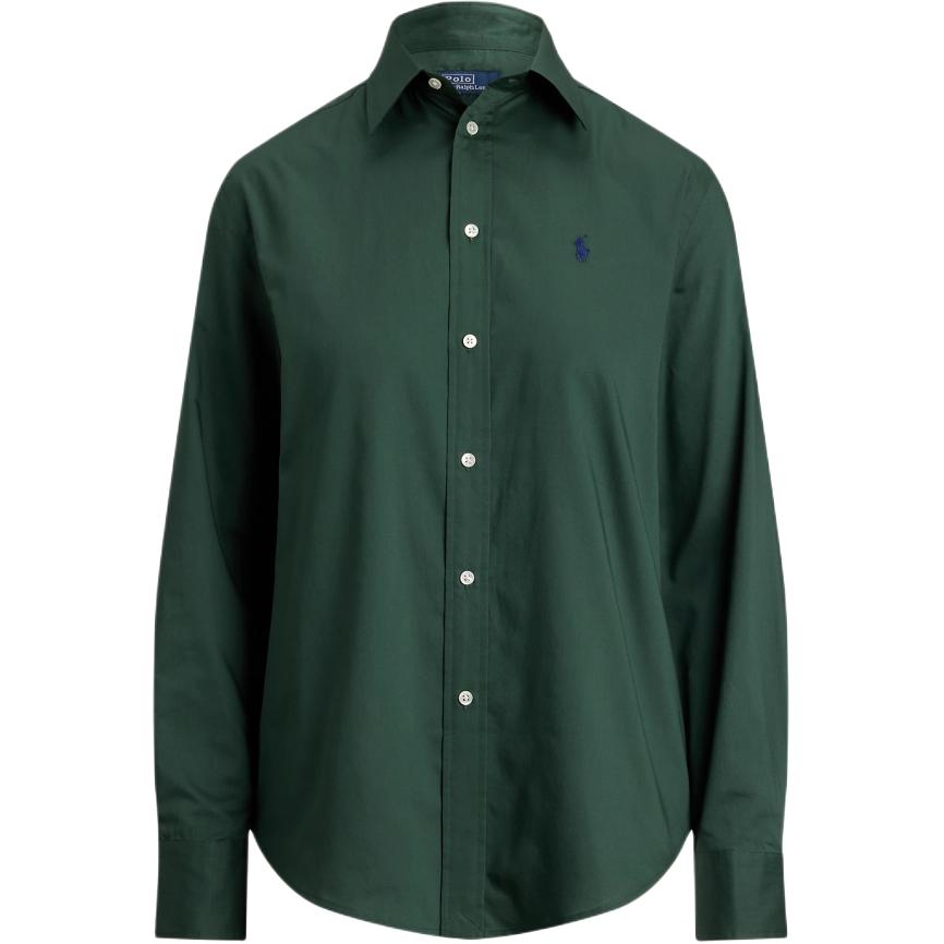 Polo Ralph Lauren Solid Logo Button-Down Collar Long Sleeve Shirt Women shirts Dark-Green WMPOSHTNDO20935300