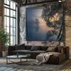 Morning Mist and Lakeside Shadows Hanging Cloth  Romantic Natural Landscape Decorative Fabric Tapestry