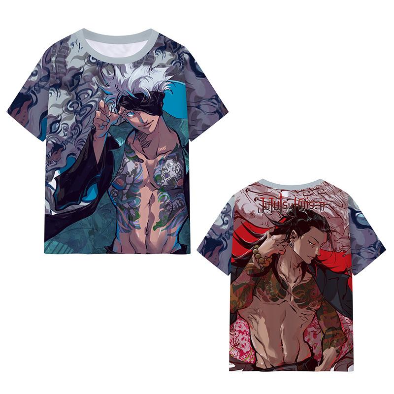 Satoru Gojo Japanese Anime Jujutsu Kaisen T-Shirts 3D Printed Summer Quick Dry Round Neck Short Sleeves for Men Polyester Do Not Fade