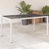 VidaXL Garden Table with Glass Top, Dining Table, Meal Table, Outdoor Patio Terrace Furniture, White 368126
