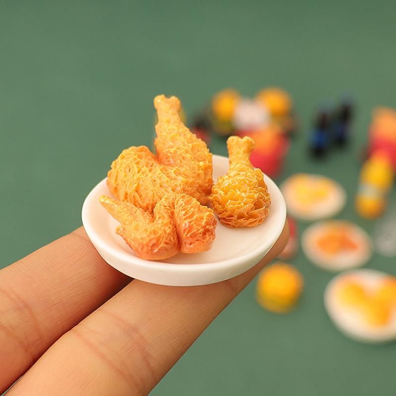6Pcs/10Pcs/Set Miniature Dollhouse Hamburger Coke Cup Fast Food For Doll House Play Kitchen Ice Cream Accessories Toy