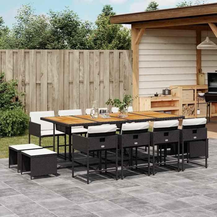 VidaXL 13-Piece Garden Dining Set with Cushions, Table and Folding Back Chairs, Outdoor Patio Furniture 3211347