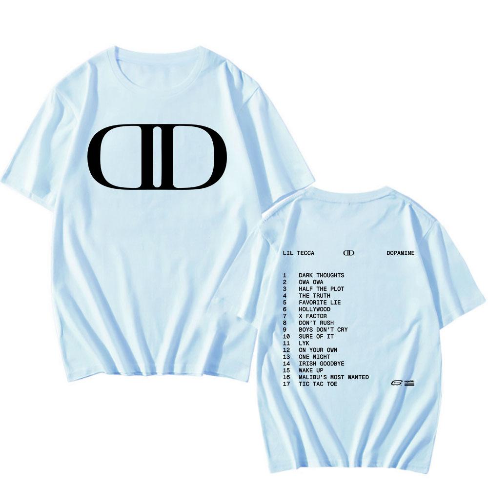 Lil Tecca DOPAMINE Camiseta del Álbum Impresión Gráfica de Rapper Camisetas de Moda Camiseta de Algodón de Manga Corta Unisex Streetwear Hip Hop Camisetas para Hombre