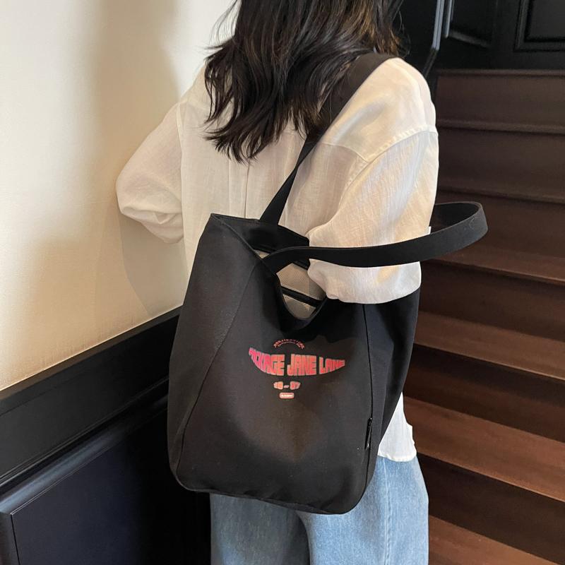 2026 Women's Large Capacity Canvas Tote Bag - Versatile Single Shoulder Bag for Autumn/Winter Commute and College.