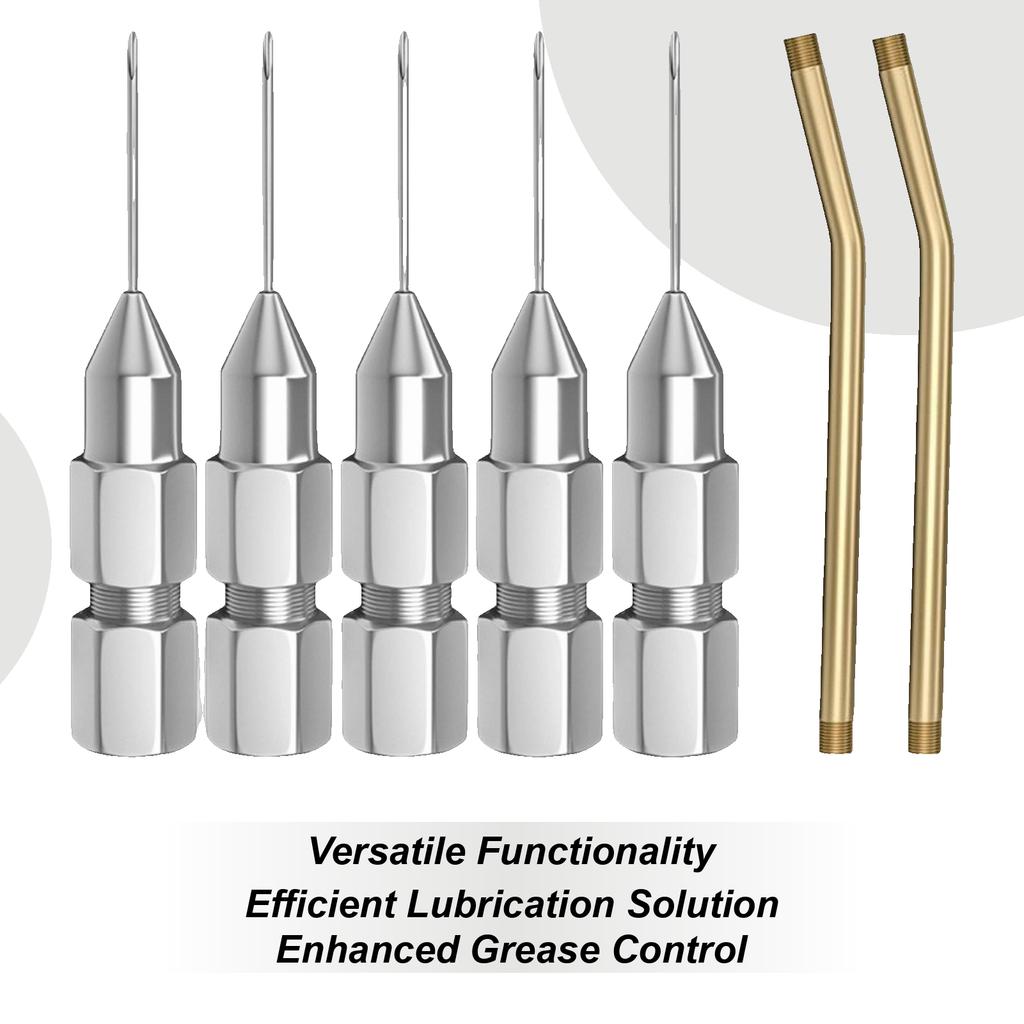 Grease Needle Adapter 5 Pieces Detachable Ultra-Slim Grease Needle Nozzles For Narrow Spaces For Truck Vehicle RV Sedan