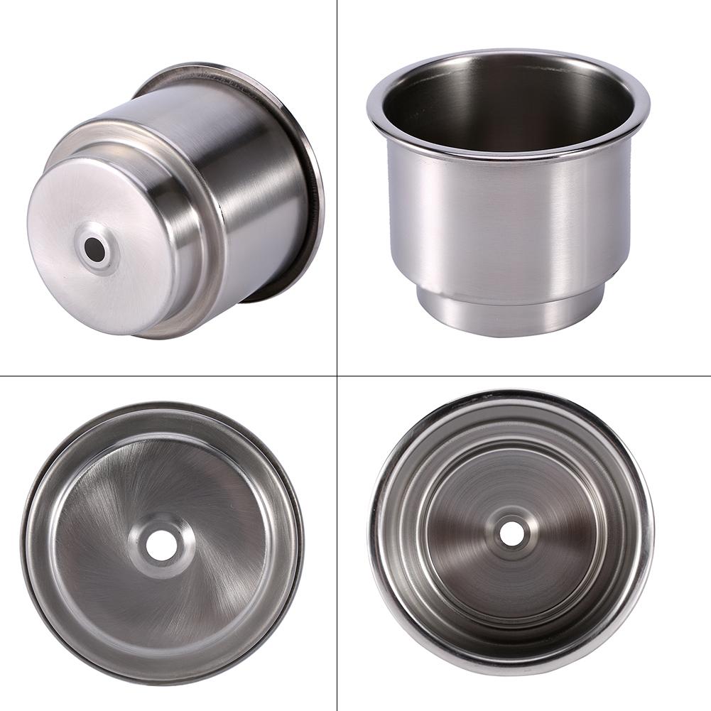2Pcs Stainless Steel Drink Holder Mount Open Front Cup Bottle Holder for Marine Boat RV Camper