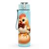 1PC Rooster Chicken Farm Animal Pattern 750ml Color Plastic Sports Water Bottle Leakproof Flip Straw Lid Suitable for Sports Office Home Use