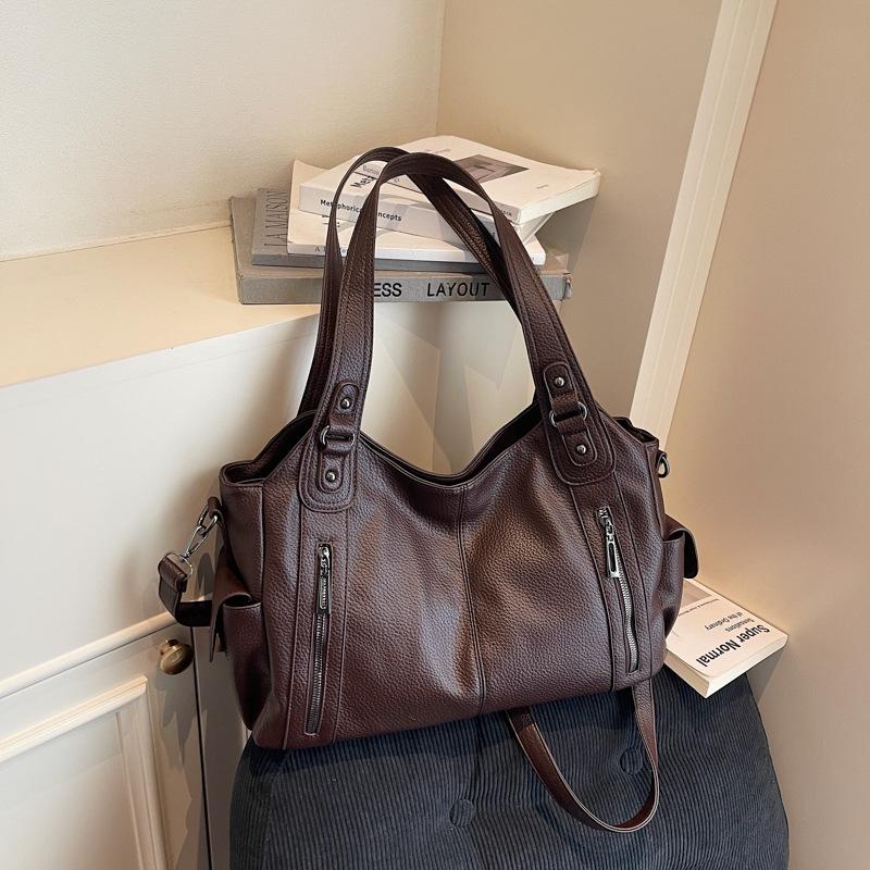 Large-capacity Retro Tote Bag Women's 2025 Autumn New Fashion Texture Commuter Bag Messenger Bag