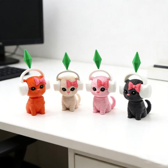 Cute Mini Cat Ornament 3D Printed Cat Figurine Car Dashboard Decor Funny Vehicle Interior Accessory for Home Office Decor